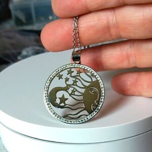 Sun & Moon Lightweight Stainless Steel Pendant Necklace